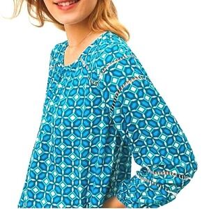 Vintage Boho Coastal Geometric Print Blouse LP Petite LOFT 442589